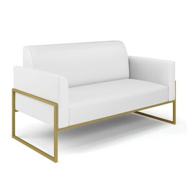 Imagem de Sofá Namoradeira Base Industrial Alta Dourado Marisa Corino Branco D03 - D\'rossi