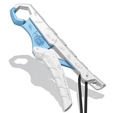 Imagem de SNAIL TRAIL Pegador de peixe flutuante de 22 cm, pegador de lábios de peixe de robalo, pegador de peixe para peixe-gato, suporte de ferramentas de pesca para caiaque (22 cm, branco-azul)