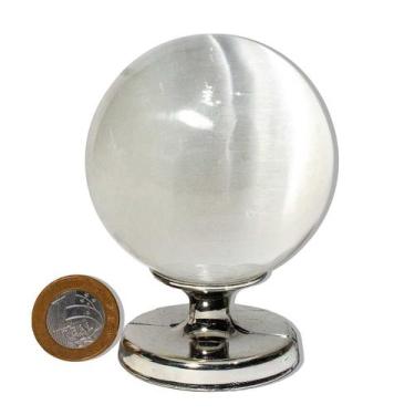 Imagem de Esfera Selenita Pedra Extra Natural Média 500g 7 a 8cm TipoA - Cristai