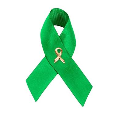 Imagem de Alfinetes de conscientização de fita verde - pacotes de atacado para paralisia cerebral, glaucoma, saúde mental, transtorno bipolar, doação de órgãos, câncer de fígado - perfeitos para dar presentes e