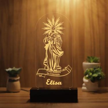 Imagem de Luminária Abajur Nossa Senhora da Conceição LED Amarelo - Bold