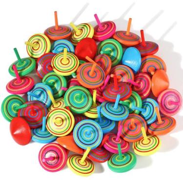 Imagem de Wood Spinning Tops Aoriher para crianças, brinquedo educativo (24 unid