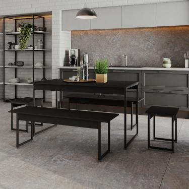 Imagem de Mesa de Jantar com 2 Bancos e 2 Banquetas Industrial TUB