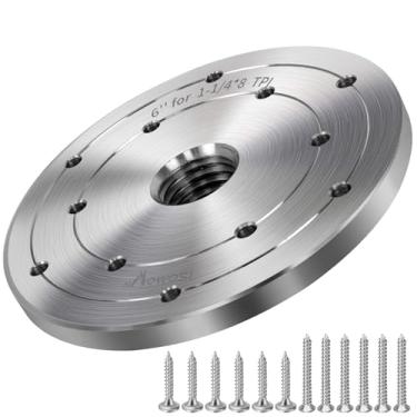 Imagem de HAowosi Placa frontal de torno de madeira de aço de 15 cm, placa frontal para torno de madeira, placa de face de torno adequada para eixo de 3,8 cm x 8TPI com mandril