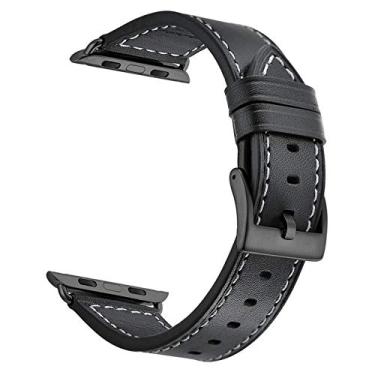 Imagem de CINORS Pulseira de substituição de couro genuíno compatível com Apple Watch Series 11 10 de 46 mm com ferragens de metal para Apple Watch séries 9, 8, 7, 45 mm, 6, SE, 5, 4, 44 mm, 3, 2, 1, 42 mm