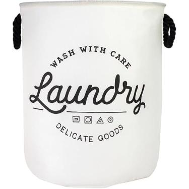 Imagem de Cesto Organizador Roupa Suja Dobrável Multiuso 55L - Branco
