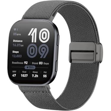 Imagem de Oanux Pulseira de relógio magnética de nylon elástico de 22 mm, compatível com Amazfit Bip 6/Amazfit Bip 5, pulseira de reposição para Amazfit Helio e GTR 4/3 Pro/3/2/2e/47 mm masculino e feminino