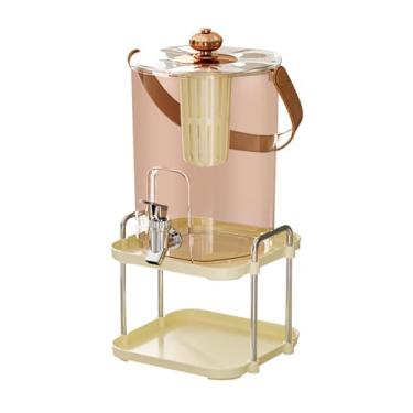 Imagem de YWJLQH Distribuidor de bebidas para geladeira, jarra de água fria com, jarra de cerveja gelada de grande capacidade, barril com suporte para chá de, Rosa Ouro
