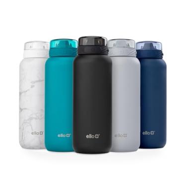 Imagem de Ello Garrafa de água Cooper de aço inoxidável de 947 ml com canudo e alça de transporte, metal com parede dupla e isolamento a vácuo, tampa de bloqueio à prova de vazamento com bico de silicone macio,