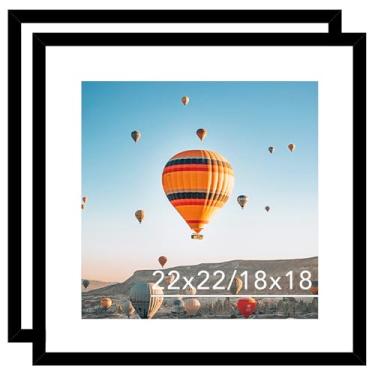 Imagem de JCJMY Conjunto de 2 porta-retratos de 56 x 56 cm pretos com tapete de 45 x 45 cm, para exibição de foto 45 x 45 cm com tapete ou 55 x 55 cm sem tapete, moldura grande para pôster 56 x 55 cm com