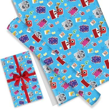 Imagem de Fuyhiuous Pacote com 4 folhas de papel de embrulho de 50,8 cm x 76,2 cm, pacote de folhas de papel kraft para aniversário, decoração de festa em bloco de números