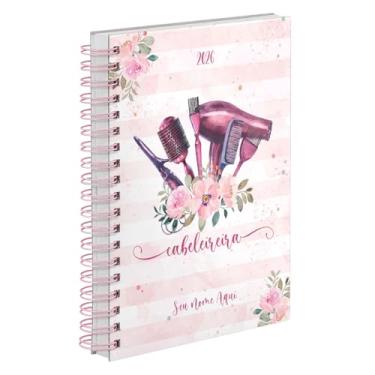 Imagem de Agenda Comercial 2026 Personalizada Capa Dura Cabeleireira Floral Rosa