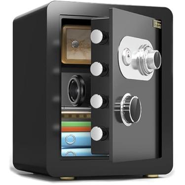 Imagem de Cofre De Documentos Para Escritório E Casa Caixa De Segurança De Dinheiro Com Trava De Segurança Mecânica Grande Armário De Segurança, Black, L*W*H-42cm*34cm*60cm