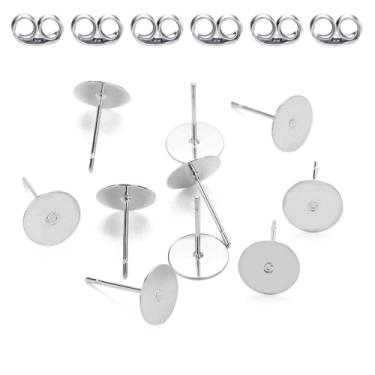 Imagem de Adabele 200 Peças De Brincos Aço Inoxidável Cirúrgico Grau 316 Hipoalergênicos Com Base 8 Mm Colada Em Almofada Plana, Faça Você Mesmo, Fabricação Joias Sef221-8