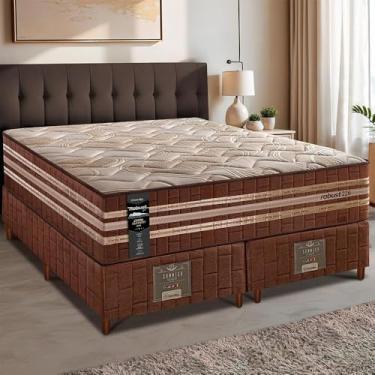 Imagem de Cama Box Queen Colchão + Box 158x198x76 com Espuma Látex Robust Gel 220 Caramelo Cama Inbox