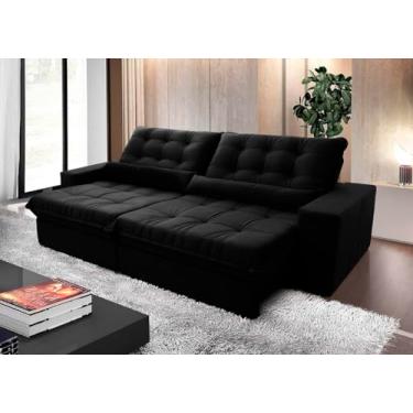 Imagem de Sofá Retrátil Reclinável Zurique 3,00m Suede Velut Preto Molas no Assento - King House