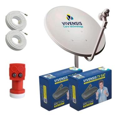 Imagem de Kit com Antena e 2 Receptor Vivensis VX10 Digital banda Ku