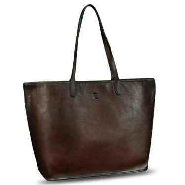 Imagem de Bolsa de couro genuíno grande para mulheres Hobo bolsa de ombro bolsa grande capacidade para notebook e trabalho, Café, Medium