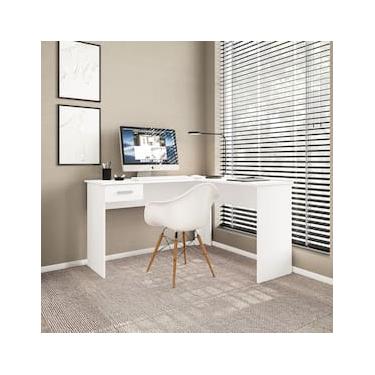 Imagem de Escrivaninha de Canto Politorno Fênix Formato L 1 Gaveta MDP Pintura UV Espaçosa e Funcional