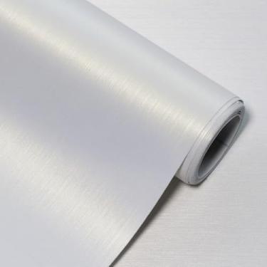 Imagem de Papel de parede branco pérola descascar e colar 15,7" × 236" papel de contato texturizado metálico moderno papéis de parede à prova d'água removível vinil autoadesivo DIY decoração papel de parede