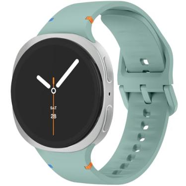Imagem de Pulseiras esportivas de silicone sem lacunas de 40 mm, 44 mm e 46 mm, sem lacunas, compatível com Samsung Galaxy Watch 8 e 8 Classic de 40 mm, 44 mm e 46 mm (verde pino, M/G)