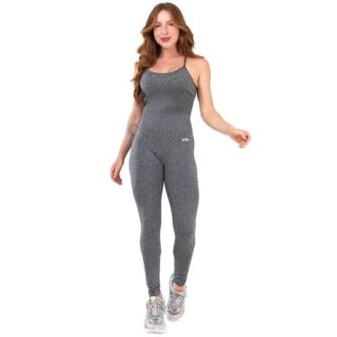 Imagem de Macacão Fitness Blackout Alcinha Slim Zero Transparência Longo Exercíc