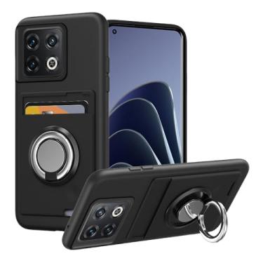 Imagem de Kaotengwo Capa de telefone compatível com OnePlus 10 Pro 5G com suporte de cartão e suporte de anel para capa OnePlus 10 Pro 5G - preta