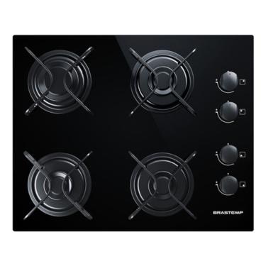 Imagem de Cooktop A Gas 4 Bocas Vidro Preto Bivolt 56x46cm - Brastemp