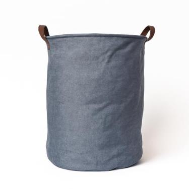 Imagem de Cesto Organizador Dekor De Tecido Tipo Linho Dobrável Redondo Cinza Brinquedos Roupas Sujas