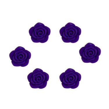 Imagem de Kit C/6 Miçangas Em Resina Flor Rosa Roxo 2 Cm - Lua Mística - 100% Or