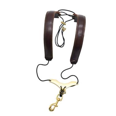 Imagem de menolana Correia de saxofone com alça de ombro duplo, alça de saxofone profissional alargada para saxofone, ombro para iniciantes em barítono e adultos, Brwon