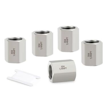 Imagem de GORAGUCHI Acoplamento hexagonal completo de forjamento de aço inoxidável 304 5 peças, fêmea NPT de 1/10.2 cm x encaixe de tubulação fêmea NPT de 1/10.2 cm, para combustível/ar/líquido/óleo/gás