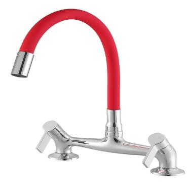 Imagem de Misturador para Cozinha de Bancada 3006 Atria Meber Metais Cromado/ Vermelho