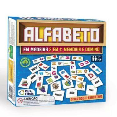 Imagem de Brinquedo Pedagógico Madeira Alfabeto Domino e Memoria Pais e Filhos