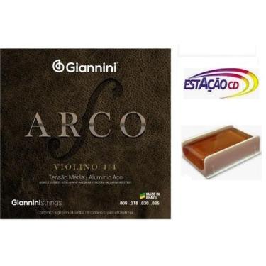 Imagem de Encordoamento Corda Violino Giannini 4/4 Tensão Média + Breu - Giannin