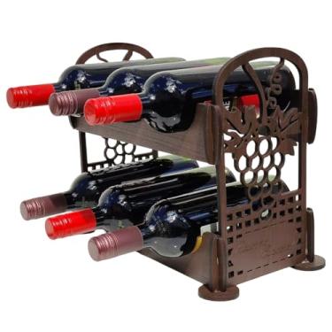 Imagem de Adega de Vinho Porta Vinho 6 Garrafas Suporte Decorativo Porta Garrafas Compacto para Sala Cozinha e Bar (Marrom Egípcio)