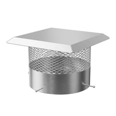 Imagem de Tampa de chaminé de 40,6 cm, capa de malha de aço inoxidável ajustável 304, capa de chuva redonda com tela, à prova de intempéries e fácil instalação para ventilação, telha de combustão de argila