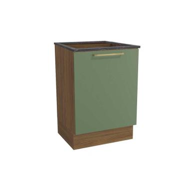 Imagem de Módulo Cozinha Kappesberg Botanic Balcão Botanic M629 p/Cooktop 1 Porta c/Tampo 60cm Nogueira/Oliva/Cinzel - Kappesberg