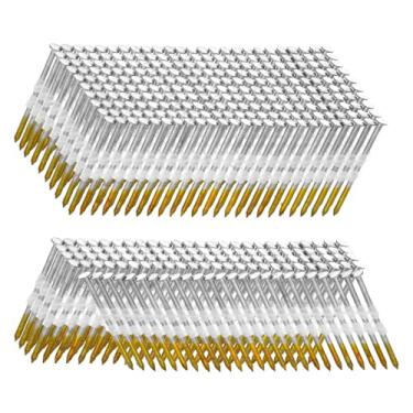 Imagem de SITLDY Pregos de moldura de 21 graus, 500 unidades, haste de anel de 5 cm x 0,32 cm, cabeça redonda completa galvanizada a quente, para pregador elétrico pneumático de 20 a 22 graus
