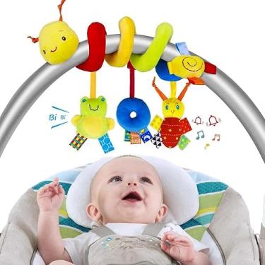Imagem de XNOT Brinquedo de pelúcia para Carrinho de bebê, Brinquedos de chocalhos pendurados para berço de bebê, brinquedo de carrinho de bebê em espiral com campainha para bebês