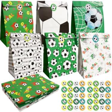 Imagem de WorldBazaar Pacote com 18 sacos de presente de futebol para petiscos, lembrancinhas de festa para meninos, aniversário, doces e biscoitos