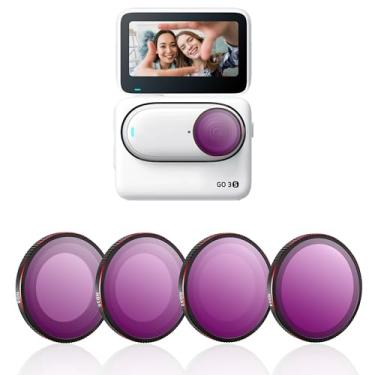 Imagem de Conjunto de filtros ND para Insta360 GO 3S, ND8 ND16 ND32 ND64 filtros para acessórios de câmera Insta360 GO 3S/3, vidro óptico HD multi-revestido de alumínio
