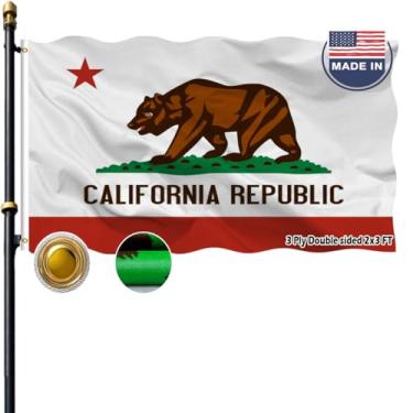 Imagem de VOLTA Bandeira dupla face do estado da Califórnia, 6,5 x 7,5 m, resistente ao ar livre, 3 camadas, nylon, durável, bandeira do estado da Califórnia com cabeçalho de lona/ilhós de latão para decorações