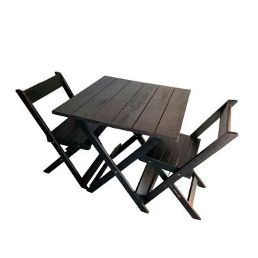Imagem de Conjunto Mesa 2 Cadeiras Dobráveis Em Madeira Area Gourmet Preto