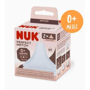Imagem de Kit 2 Bicos Silicone NUK P/Mamadeira Perfect Match Fluxo S Lento 0+ Me
