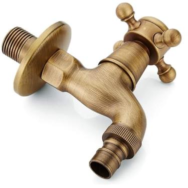 Imagem de Latão Antigo Longo Curto Furo Único Máquina De Lavar Roupa Torneira Normal Torneira Bibcock Fria Única Torneira Decorativa Jardim Ao Ar Livre, 2