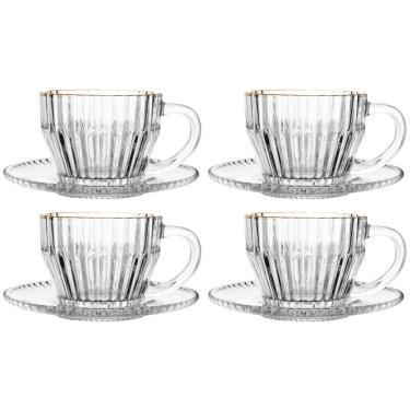 Imagem de Conjunto de 4 Xícaras de Café Imperatriz de Cristal com Fio de Ouro 110ml - Wolff