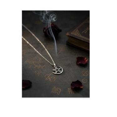 Imagem de Colar Pingente Pentagrama Estrela 5 Pontas Prateado - 3I, Prateado 4