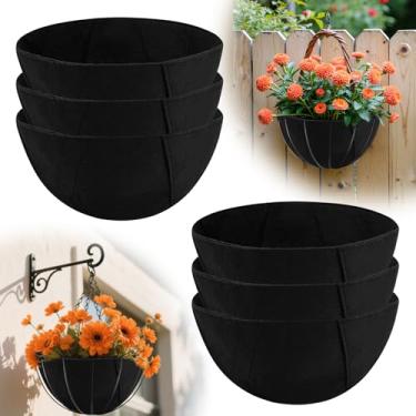 Imagem de Forro de cesta de tecido redondo, forros de vaso de flores de feltro - inserção de fibra para caixa de janela, cestas de flores de cerca, vaso de flores de jardim