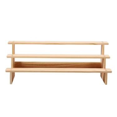 Imagem de Organizador de armário de cozinha, prateleira de exibição expansível de madeira de 4 camadas, amarela, prateleira de especiarias, suporte de armazenamento para garrafas de especiarias, frascos